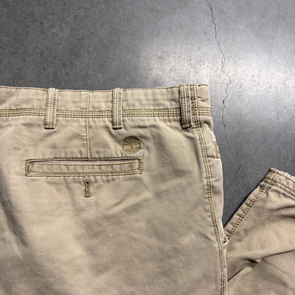 Timberland Mens Khaki Chino Pants 42x32 Tan Cotton Straight Leg Workwear Pants - Picture 2 of 9